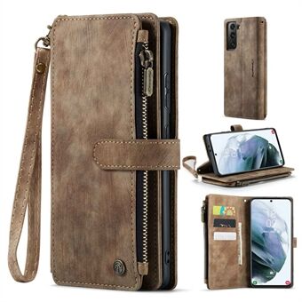 CASEME C30-serie anti-val telefoon portemonnee hoesje voor Samsung Galaxy S21+ 5G, meerdere kaartsleuven schokbestendig ritsvak Stand cover PU lederen telefoonhoes