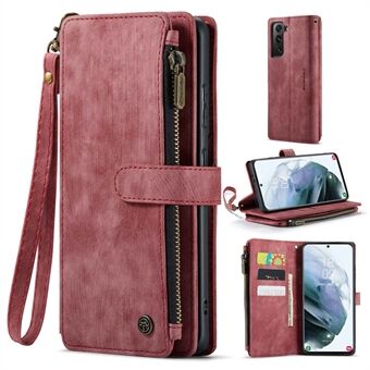 CASEME C30-serie anti-val telefoon portemonnee hoesje voor Samsung Galaxy S21+ 5G, meerdere kaartsleuven schokbestendig ritsvak Stand cover PU lederen telefoonhoes