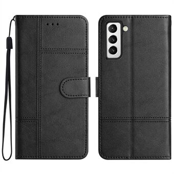 Voor Samsung Galaxy S21+ 5G Flip Wallet Case, Zakelijke Stijl Koeienhuid Textuur PU Lederen Telefoon Stand Cover met Riem