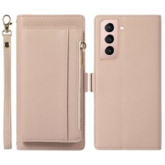 Voor Samsung Galaxy S21 + 5G Litchi Textuur 2-in-1 PU Lederen Telefoon Case Stand Magnetische Afneembare Rits Portemonnee Anti- Scratch Telefoon Cover met Riem