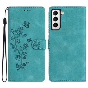 Voor Samsung Galaxy S21+ 5G PU lederen portemonnee hoesje Stand Flower Imprint Smartphone Cover