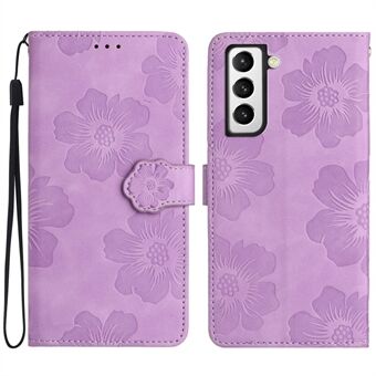 Voor Samsung Galaxy S21+ 5G Wallet Phone Cover PU Leather Shell Stand Bloemen bedrukt telefoonhoesje