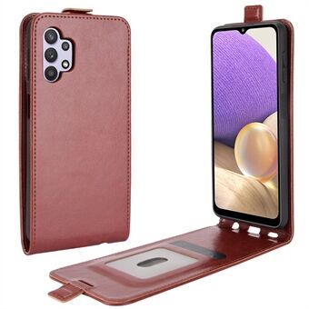 Kaarthouder Ontwerp Verticale Flip Crazy Horse Textuur Leren Case voor Samsung Galaxy A32 5G