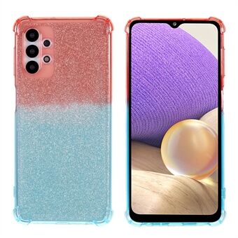 Schokabsorptie Gradiënt Kleur Glittery Poeder Papier TPU Telefoon Cover voor Samsung Galaxy A32 5G