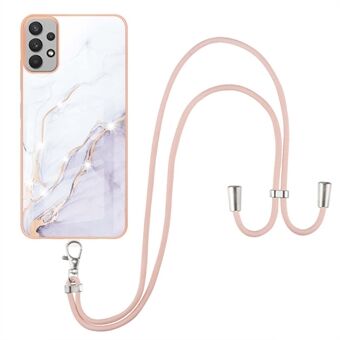Ontwerp met marmerpatroon Galvaniseren Edge Zachte TPU-bumper Schokbestendige telefoonhoes met snoer voor Samsung Galaxy A32 5G / M32 5G