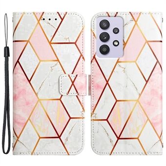 YB Pattern Printing Series-5 for Samsung Galaxy A32 5G Marble Pattern Magnetic PU Leather Folio Flip Case Wallet Design Stand Flip Cover with Strap