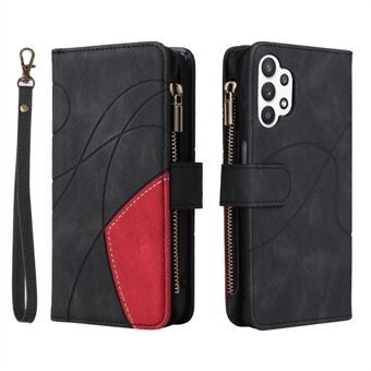 KT Multi-function Series-5 for Samsung Galaxy A32 5G Multiple Card Slots Bi-color Splicing Anti-scratch Cover Stand Leather Phone Case with Zipper Pocket