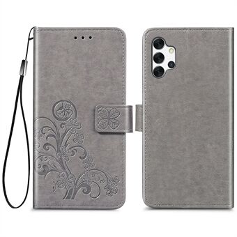 Clover Pattern Imprinting Leather Case for Samsung Galaxy A32 5G, Wallet Stand Design Full Protection Leather Phone Shell with Strap