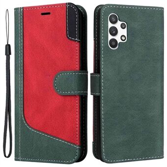 Voor Samsung Galaxy A32 5G/M32 5G Anti-val Tri-color Splicing PU Lederen Telefoon Case Magnetische Sluiting Scratch Wallet Cover Shell