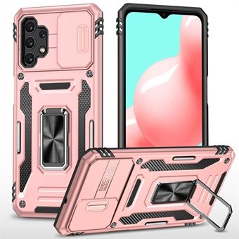 Voor Samsung Galaxy A32 5G/Galaxy M32 5G Beschermhoes met Slide Lens Cover PC + TPU Ring Kickstand Mobiele Telefoon Anti-Drop Case