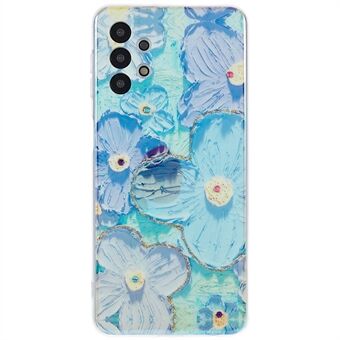 Voor Samsung Galaxy A32 5G Epoxy Strass Decor Anti-val Soft TPU Case IMD Bloemenpatroon Achterkant: