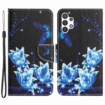 Voor Samsung Galaxy A32 5G/M32 5G Kruis Textuur Magnetische Sluiting PU Lederen Case Stand Portemonnee Patroon Afdrukken Telefoon Cover: