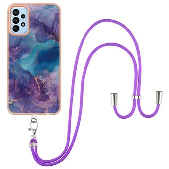 Voor Samsung Galaxy A32 5G / M32 5G IMD Telefoon Case YB IMD Series-18 Style E 2.0mm TPU Galvaniseren Marmer Patroon Cover met Lanyard