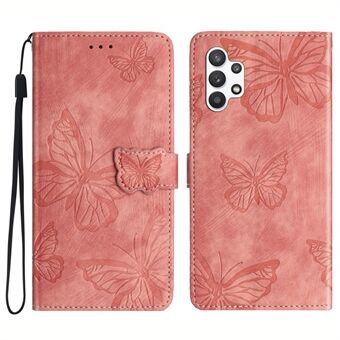 Voor Samsung Galaxy A32 5G / M32 5G Skin-touch PU Leather Wallet Case Vlinder Bedrukt Telefoon Cover met Stand