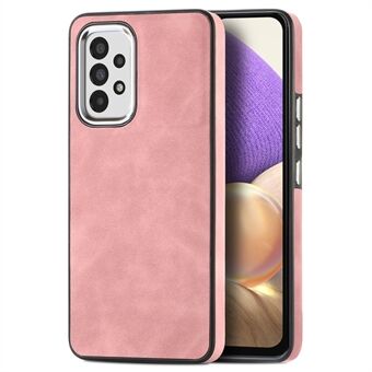 Voor Samsung Galaxy A32 5G Antislip Grip Telefoon Case Galvaniseren Camera Frame PU Leer Gecoat TPU Skin-touch Cover