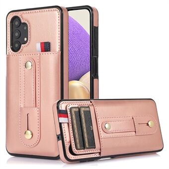 Voor Samsung Galaxy A32 5G / M32 5G Kickstand Kaarthouder Case Retro PU Leer Gecoat TPU Telefoon Cover