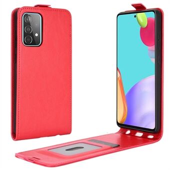 Crazy Horse Verticale Leren Shell voor Samsung Galaxy A52 4G/5G / A52s 5G Kaarthouder Case