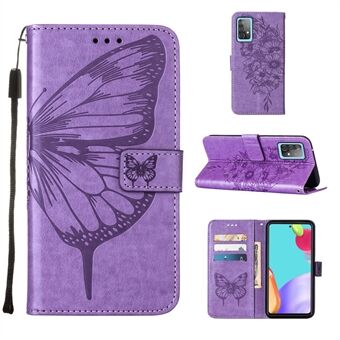 Opdruk vlinder bloem patroon portemonnee Stand lederen tas voor Samsung Galaxy A52 4G/5G / A52s 5G