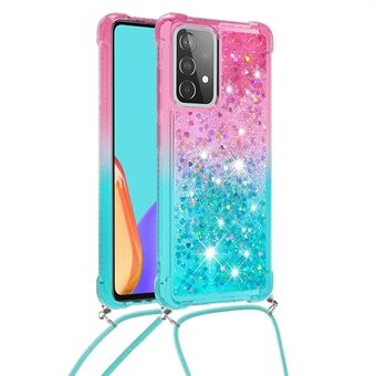 Schokbestendig Gradiënt Glitter Poeder Drijfzand TPU Mobiele Telefoon Shell met Riem voor Samsung Galaxy A52 4G/5G / A52s 5G