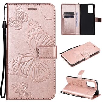 KT Imprinting Flower Series-2 Imprinted Butterflies Flower Leather Wallet Stand Case voor Samsung Galaxy A52 4G/5G / A52s 5G