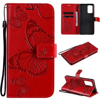 KT Imprinting Flower Series-2 Imprinted Butterflies Flower Leather Wallet Stand Case voor Samsung Galaxy A52 4G/5G / A52s 5G