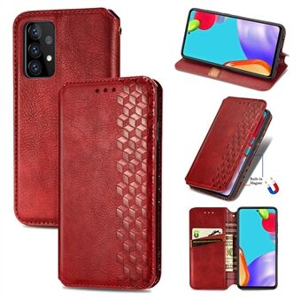 Modieuze auto-geabsorbeerde Rhombus PU lederen portemonnee telefoonhoes voor Samsung Galaxy A52 4G / 5G / A52s 5G