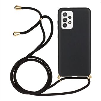 Voor Samsung Galaxy A52 5G/4G / A52s 5G tarwe stro stijl zacht TPU telefoonhoesje met lange ophangriem