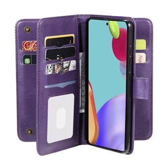 KT Multi-functionele Series-1 Anti- Scratch Lederen Telefoon Shell Wallet Cover met 10 Kaartsleuven voor Samsung Galaxy A52 4G/5G / A52s 5G