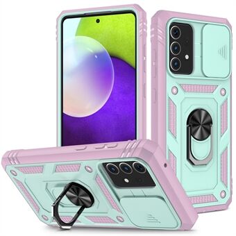 Slide Camera Cover Design Hybrid Phone Case Kickstand Shell met kaarthouder voor Samsung Galaxy A52s 5G/A52 4G / 5G