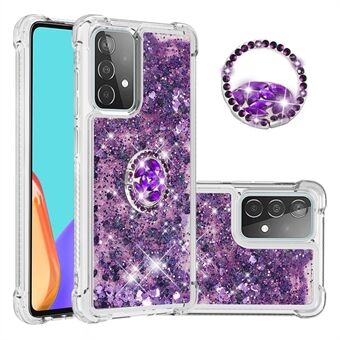 Quicksand Glitter Stromende Vloeistof Telefoon Case Roterende Ring Houder Kickstand Ontwerp Drop-proof TPU Shell voor Samsung Galaxy A52 4G/5G/A52s 5G