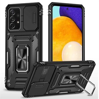 Voor Samsung Galaxy A52 4G / 5G / A52s 5G Anti- Scratch Telefoon Case Slide camera Cover PC + TPU Ring Kickstand Mobiele Telefoon Shell