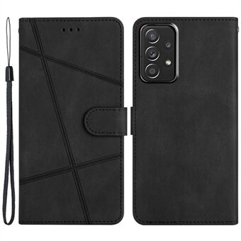 Voor Samsung Galaxy A52 4G / 5G / A52s 5G Crazy Horse textuur PU lederen portemonnee hoesje bedrukte lijnen magnetische Stand flip schokbestendig telefoonhoesje met riem