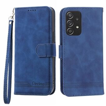 DIERFENG DF-03 PU lederen portemonnee telefoonhoesje voor Samsung Galaxy A52 4G / 5G / A52s 5G, flip Stand lijnen bedrukte telefoonhoes