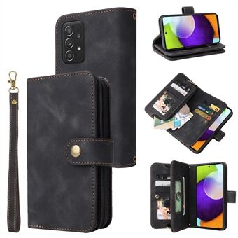 Voor Samsung Galaxy A52 5G / A52s 5G / A52 4G Ritsvak Shockproof Phone Case Leather Stand Wallet Phone Cover met bandjes