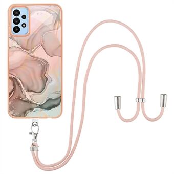 YB IMD Series-18 Style E Voor Samsung Galaxy A52 4G / 5G / A52s 5G IMD Telefoonhoesje 2.0mm TPU Galvaniseren Marmer Patroon Cover met Lanyard