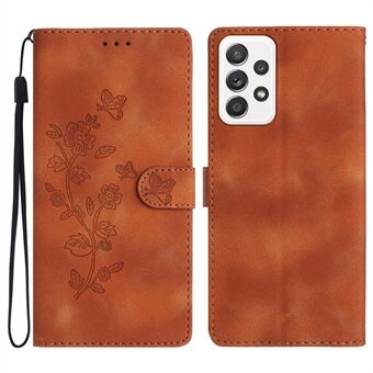 Voor Samsung Galaxy A52 4G / 5G / A52s 5G Leather Case Bloem Opdruk Portemonnee Stand Mobiele Telefoon Cover