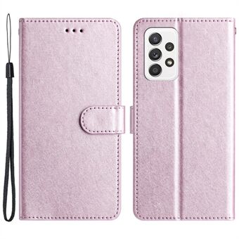 Voor Samsung Galaxy A52 4G / 5G / A52s 5G PU Lederen Flip Stand Cover Zijde Textuur Telefoon portemonnee Case met Handriem