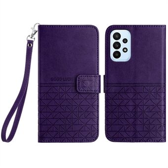 Voor Samsung Galaxy A52 4G / 5G / A52s 5G Microfiber Leren Hoesje met Geometrische Afdruk, Standfunctie en Portemonnee Telefoonhoesje.