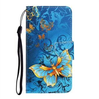 Patroon printen TPU + PU lederen portemonnee Stand case met koord voor Samsung Galaxy A02s (EU versie)