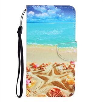 Patroon printen TPU + PU lederen portemonnee Stand case met koord voor Samsung Galaxy A02s (EU versie)