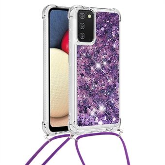 Quicksand Design TPU-hoes voor telefoonhoes met verstelbare schouderriem voor Samsung Galaxy A02s (Amerikaanse versie) / (EU-versie)