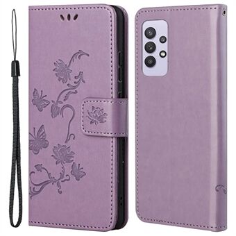 Opdruk Butterfly Flower Wallet Stand Telefoonhoes voor Samsung Galaxy A32 4G