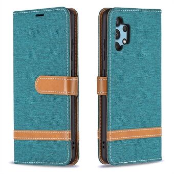 Geassorteerde kleur Jeans Doek Lederen Portemonnee Stand Case voor Samsung Galaxy A32 4G