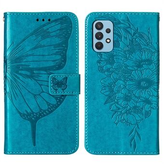 Opdruk Butterfly Leather Wallet Stand Case Beschermende Shell voor Samsung Galaxy A32 4G (EU-versie)