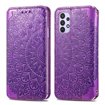 Mandala Flower bedrukt Auto-geabsorbeerd PU-lederen hoesje Stand Wallet Cover voor Samsung Galaxy A32 4G (EU-versie)