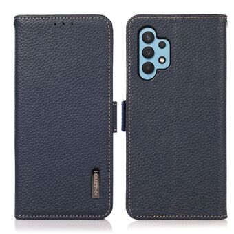 KHAZNEH Litchi-textuur RFID-blokkerende schokbestendige lederen hoes Wallet Stand Cover voor Samsung Galaxy A32 4G (EU-versie)