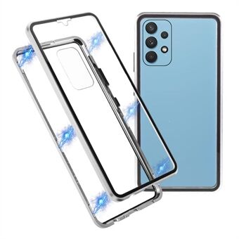 Volledige dekking magnetische adsorptie metalen frame + dubbelzijdig ultra helder gehard glas telefoon shell voor Samsung Galaxy A32 4G (EU-versie)