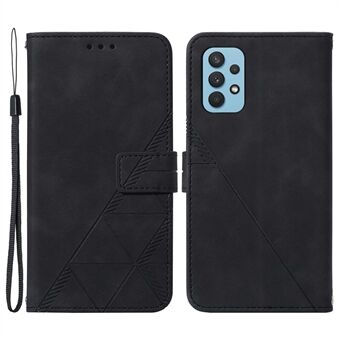 Bedrukte Ontwerp Portemonnee Stand Telefoon Case Polsband Anti-val PU Lederen Mobiele Telefoon Cover voor Samsung Galaxy A32 4G (EU Versie)