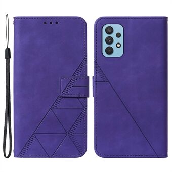 Bedrukte Ontwerp Portemonnee Stand Telefoon Case Polsband Anti-val PU Lederen Mobiele Telefoon Cover voor Samsung Galaxy A32 4G (EU Versie)