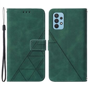 Bedrukte Ontwerp Portemonnee Stand Telefoon Case Polsband Anti-val PU Lederen Mobiele Telefoon Cover voor Samsung Galaxy A32 4G (EU Versie)